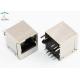 180 Degree Vertical RJ45 Jack Through Hole PCB Mount With Green / Yellow LED Aligned