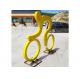 Outdoor Public Decorative Painted Stainless Steel Cyclist Sculpture