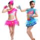 Children inclined shoulder dance costumes girls fassion sequins Latin show dance
