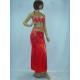 Contemporary Red Halter Neck Metallic Bras & Skirt Belly Dancing Clothes for Performance