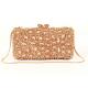 Women Crystal Gold Box Clutch Bag , Hollow Out Cocktail Party Purse