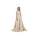 Beige Color Sleeveless Prom Party Dress / V Neck Backless Long Maxi Gown