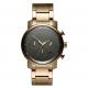 Gold plated brushed face stainless steel back quartz quality watches