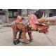 Realistic Animatronic Red Triceratops Dinosaur Ride For Amusement Park