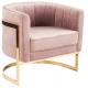 2018 wholesale good design gold stainless steel leisure pink velvet single sofa