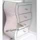 S Shape Silver Mirrored Chest , 4 Drawers Mirrored Bedroom Dresser Wooden Base