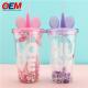 Customized PP Double Wall Cup With Straw OEM 450ml Plastic Cup Made High Quality Cute Unicorn Water Cup