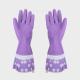 Purple Practical And Beautiful  Extra Long Sleeve Rubber Gloves  With Beautiful Patterns