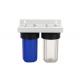 10'' whole house  water filter housings with big blue and clear  double sump 1'' port