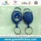 Solid Blue Customized Logo Carabiner Retractable Reel Holder W/Split Ring