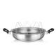 Cooking multifunction durable stainless steel induction frying pan with two handle round bottom excellent houseware wok