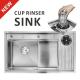Handmade Cup Rinser Sink Stainless Steel 16 Gauge Single Bowl 33x22