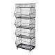 Factory Customized Size Thickness Color Black 4 Tiers Stackable Wire Baskets Storage Vegetable Fruit Grid Stackable Basket for S