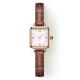 Retro Color Small Brown Leather Watch Cowhide Strap Womens Square Face Watch