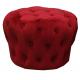 Round Button Red Velvet Tufted Ottoman Footstool For Living Room