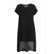 Chiffon Casual Ladies Plus Size Dresses In Black With Long Back Hem Polyester Material