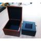 Wood Watch Case with Walnut Finish, Black Leather Cushion for Single Timepiece