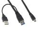 0.6M 2FT USB 3.0 Y-Cable USB 3.0 A Male To MINI 10P Male + USB2.0 Power supply