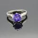 925 Sterling Silver Engagement Ring with Purple Cubic Zirconia(F32)