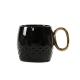 Funny Pineapple Shape Ceramic Coffee Mugs Porcelain Black White With Gold Handle Plated