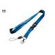 Custom Cell Phone Lanyard With Cute Phone Buckle , Blue Security Badge Lanyards