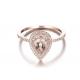 Pear Cut Double Halo Morganite Engagement Ring 6×9MM 0.79ct Weight ODM