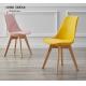 Nordic Plastic Wooden Dining Chairs Seat Yellow Tulip Dining Chairs