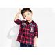 Checked Woven Fabric Kids Boys Clothes Kids Long Sleeve Polo Shirts Soft