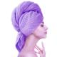 Large Women's Hair Drying Elastic Band Towel Microfiber Wrap with Solid Color Pattern