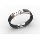 Top Quality Europe Fashion Stainless Steel Genuine Leather Silicone Bangle Bracelet ADB178