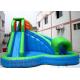 6 x 6m Green Inflatable Kids Water Slides 0.55mm PVC Tarpaulin With Pool