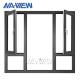 Black Aluminum Double Hinged Triple Casement Window With Folding Screen