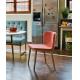 Wooden Leg Fiberglass Dining Chair Modern Fabric Upholstered Cover 46cm High