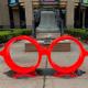 Red Painted Metal Sculpture , Stainless Steel Glasses Sculpture For Monumental