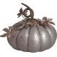 Rustic Galvanized Metal Pumpkin with Curved Stem and Decorative Leaves - 11 x 11'