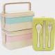 3 Layers Wheat Straw Kids Lunch Box , Portable Insulated Lunch Boxes For Adults