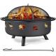 Outdoor Garden Wood Charcoal Heating Stove With Fireplace Poker Black