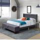 Storage Ottoman King Size Upholstered Bed Frame Durable Wood Grey Slat