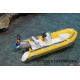 13Ft Fiberglass Hull Small Rib Boat  in yellow color for fun on the sea