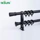 22ft Black Pipe Curtain Rod , Metal Double Expandable Curtain Pole