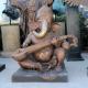 Bronze Ganesha Statue Life Size Idol Ganesh Hindu God Sculpture Playing the Pipa Indian Religious Decoration