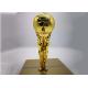 Shiny Gold Plated Custom Trophy Cup With The Statue Holding The Ball Design