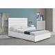 White PU Leather Bed Frame Automatic Gas Lift With Storage Box