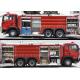 Sinotruck Red Fire Truck With Water Tank 12000L With Telescopic Light Hose Reel