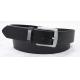 PU Black Mens Casual Belts With Nickel Satin Metal Plate On Loop In 3.85cm