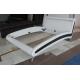 Modern Italian Designer Bed Frame Upholstered in Faux Leather LED Double or King by Limitless Base (White, Double)