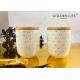 Fine Bone China 350cc Mug without Hand With Spot Real Gold Design Canister With Bamboo Lids