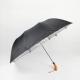 Wooden Handle Two Foldable Golf Umbrella With Black Silver Coating Polyester Canopy