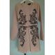 Pink Embroidered Women Full Sleeve Dress Made In Guangzhou With Front Pleat And
