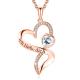 Rose Gold Crystal Double Heart Necklace 18in 0.29oz Swarovski Crystals Rhodium Plated